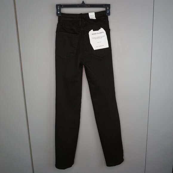 New Good American Good Classic Crossover Skinnyish Fit Jeans in Black Size 00/24 - Picture 3 of 16